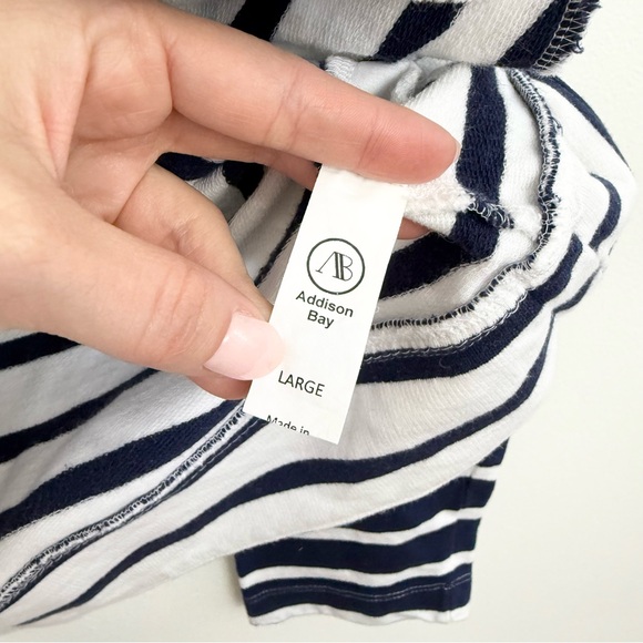 Addison Bay Delancey Pullover Navy White Stripe Half Zip Sweatshirt - Picture 4 of 6